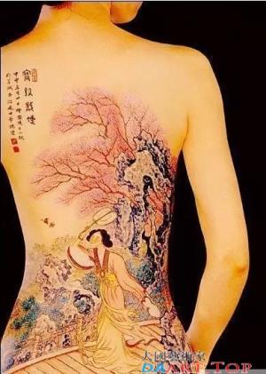 人体彩绘刺绣《宝钗戏蝶图》艺术摄影彩绘