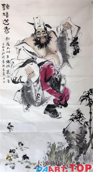 《钟馗送喜图》著名国画大师王涌泉作品