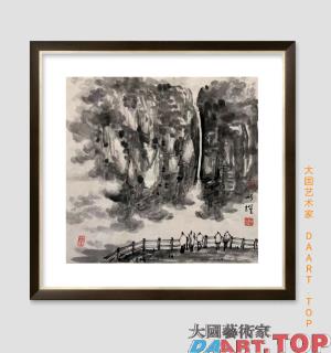 《天台望瀑布图》陈顺耀著名国家一级美术师